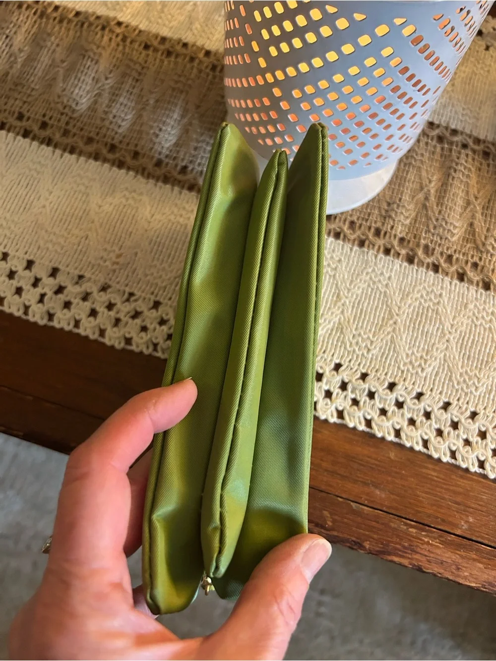 Tory Burch Lime Green Leather Wristlet with Gold Logo